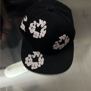 Black Cap with White Embroidery